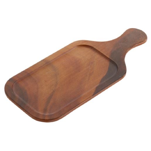 Yanco Rectangular Tray With Handle WD-1214 is a stylish and practical choice for any dining setting. Measuring 14 inches long and 5.5 inches wide, this rectangular tray is perfect for serving appetizers, drinks, or desserts. Its sturdy handle provides a comfortable grip, making it easy to carry from the kitchen to the table. Crafted from durable melamine with a bamboo look, it adds a natural elegance to any occasion. Designed for convenience, it is dishwasher safe for effortless cleanup.