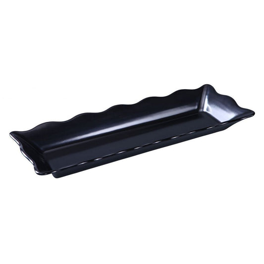 Yanco Scallop Edged Display Tray DC-6117B 6/Pcs Ideal for serving hot or cold appetizers, slices of bread, desserts, and other food for the entire table. Made from melamine material, it is popular for being reliable and having an unbreakable structure. The stylish Deli collection has a distinctive appearance featuring dinnerware With a glossy finish. It can be used in restaurants and catered events, outdoor dining areas, diners and cafes, and even hotels and poolside parties. 