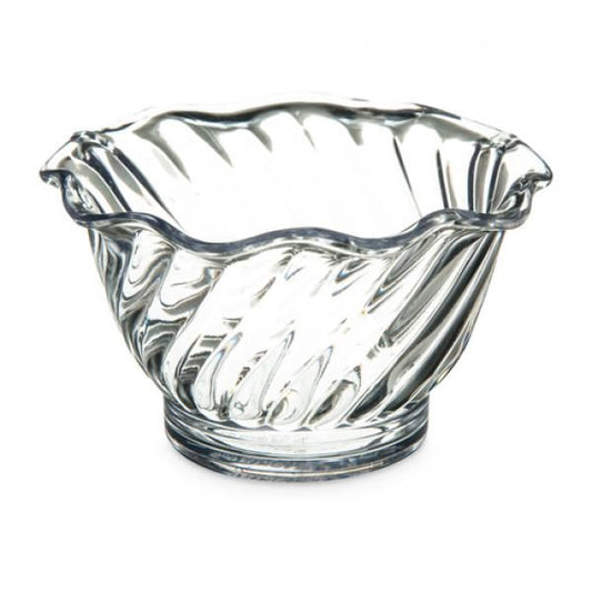 Yanco Dessert Dish DS-005C is a stylish and practical choice for serving a variety of sweet treats. Made from durable plastic, this 6 oz dish is lightweight yet sturdy, perfect for both casual and formal dining environments. Its round, flower-shaped design adds elegance to any presentation, while the clear construction allows the vibrant colors of desserts to stand out. 