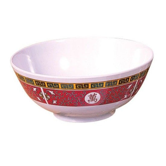 Yanco Noodle Bowl LG-5208 It is made from durable and reliable melamine material, which makes the bowl look like ceramics. You can use these unique round bowls to serve such dishes like rice, miso soup, noodles or salads. Thanks to the elegant Longevity collection style, the bowl will perfectly fit any food-serving establishment design. Performed in chinese style, such melamine tableware is an ideal solution for those who choose high-quality, durable and affordable dinnerware for their place.