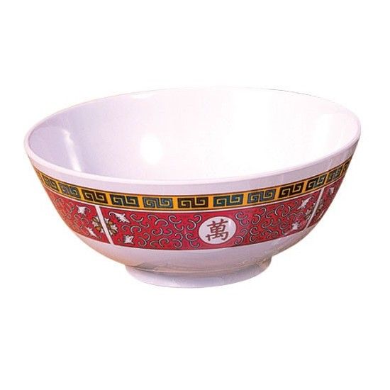 Yanco Noodle Bowl LG-5206 It is made from durable and reliable melamine material, which makes the bowl look like ceramics. You can use these unique round bowls to serve such dishes like rice, miso soup, noodles or salads. Thanks to the elegant Longevity collection style, the bowl will perfectly fit any food-serving establishment design. Performed in chinese style, such melamine tableware is an ideal solution for those who choose high-quality, durable and affordable dinnerware for their place.