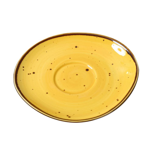 Yanco Saucer LY-002YL is designed to perfectly complement Lyon Yellow porcelain cups, adding elegance to any table setting. Crafted from high-quality porcelain with a sleek color-glazed finish, this saucer is a durable and stylish choice for fine-dining restaurants, cafeterias, catered events, and hotels. Its sturdy construction ensures reliability in high-traffic food service environments. This saucer is dishwasher, oven, and microwave safe, providing convenience for commercial and personal use. 