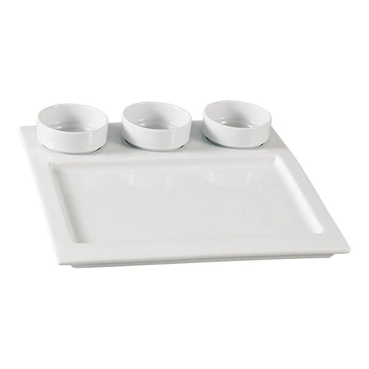 Yanco Square Compartment ML-810 12/Set is an elegant and functional addition to any dining establishment. This porcelain set is perfect for serving dips, sauces, and desserts, offering a stylish presentation for any occasion. The sleek Mainland collection design seamlessly complements restaurants, catered events, outdoor dining areas, and hotels. Made from high-quality porcelain, this durable set is built for frequent use while maintaining its refined look. 