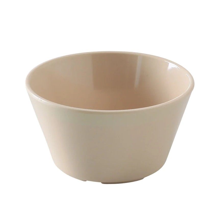 Yanco Bouillon Cup NS-302T You can serve creamy soup, portions of salad, side dishes and more in these tan cups. The cup is made from long-lasting, high-quality and reliable melamine material, that makes cups look like they are ceramics. These 8 Oz bouillon cups will perfectly fit any establishment. Cups have a smooth surface and a wide rim that subtly emphasize their design. They are heavy-weight, NSF-approved, break-resistant, BPA free, and dishwasher safe. 