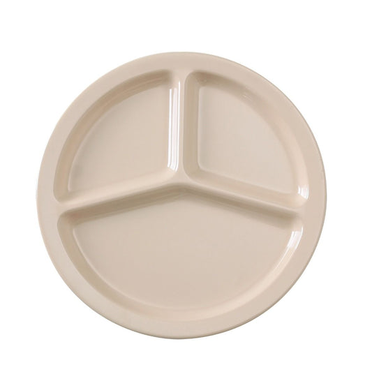 Yanco 3-Compartment Plate NS-702T It is made from durable and reliable melamine material, which makes the plate look like ceramics. You can use this stylish plate to serve any dish you want. For example, you can use it for serving salads, side dishes, sushi or hot meals. The Nessico collection has an elegant and stylish design. Performed in tan color, it will perfectly fit any restaurant environment. 