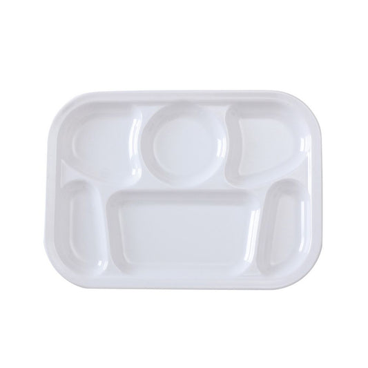 Yanco 6-Compartment Plate NS-803W. It is made from durable and reliable melamine material, which makes the plate look like ceramics. You can use this stylish plate to serve any dish you want. For example, you can use it for serving salads, side dishes, sushi or hot meals. The Nessico collection has an elegant and stylish design. Performed in white color, it will perfectly fit any restaurant environment. 