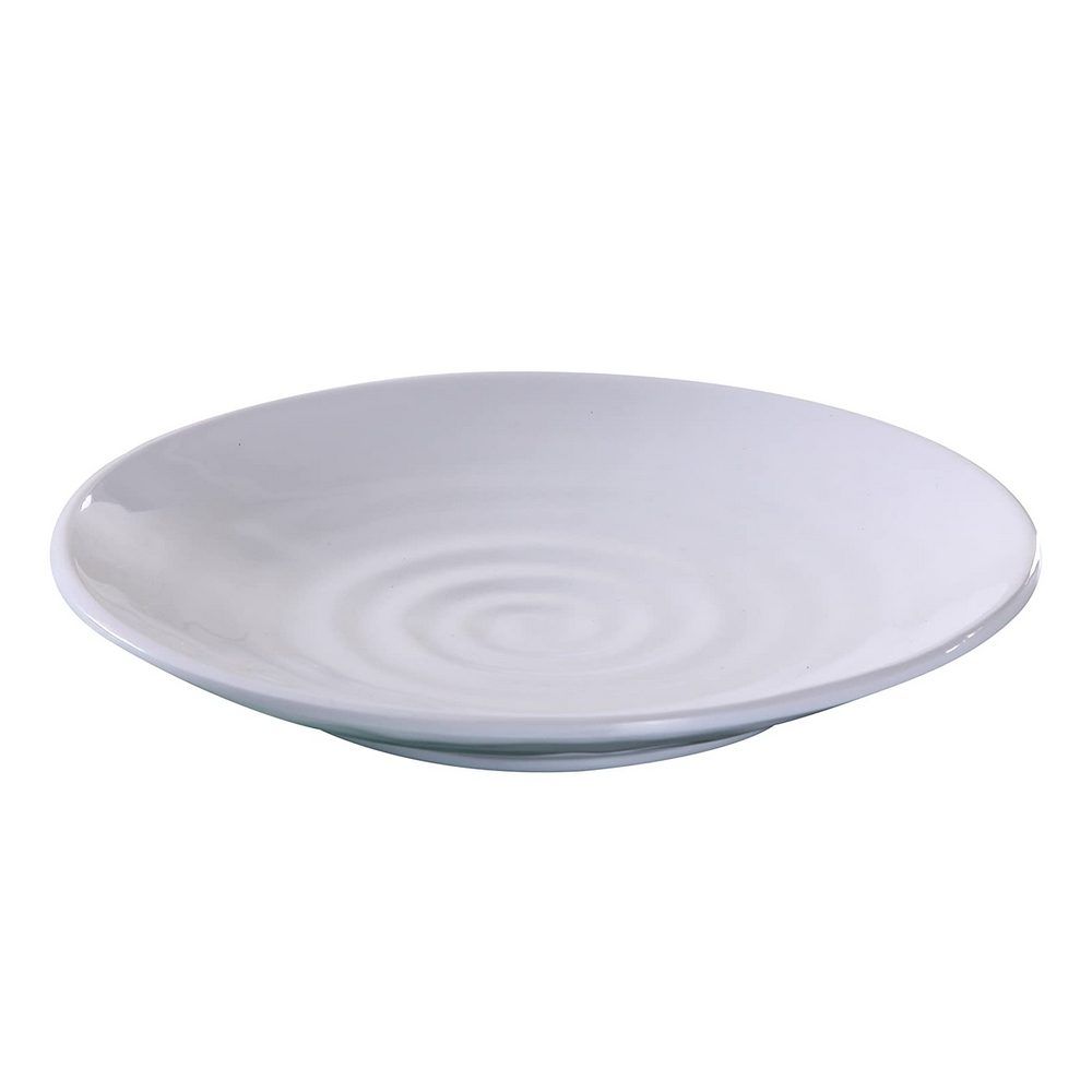 Yanco Round Plate OK-1712 It is made from durable and reliable melamine material, which makes the plate look like ceramics. You can use this stylish plate to serve any dish you want. For example, you can use it for serving sushi, salads, side dishes, or other Asian cuisine appetizers. The Osaka collection has an elegant and stylish design. Performed in white color, it will perfectly fit any restaurant environment. 