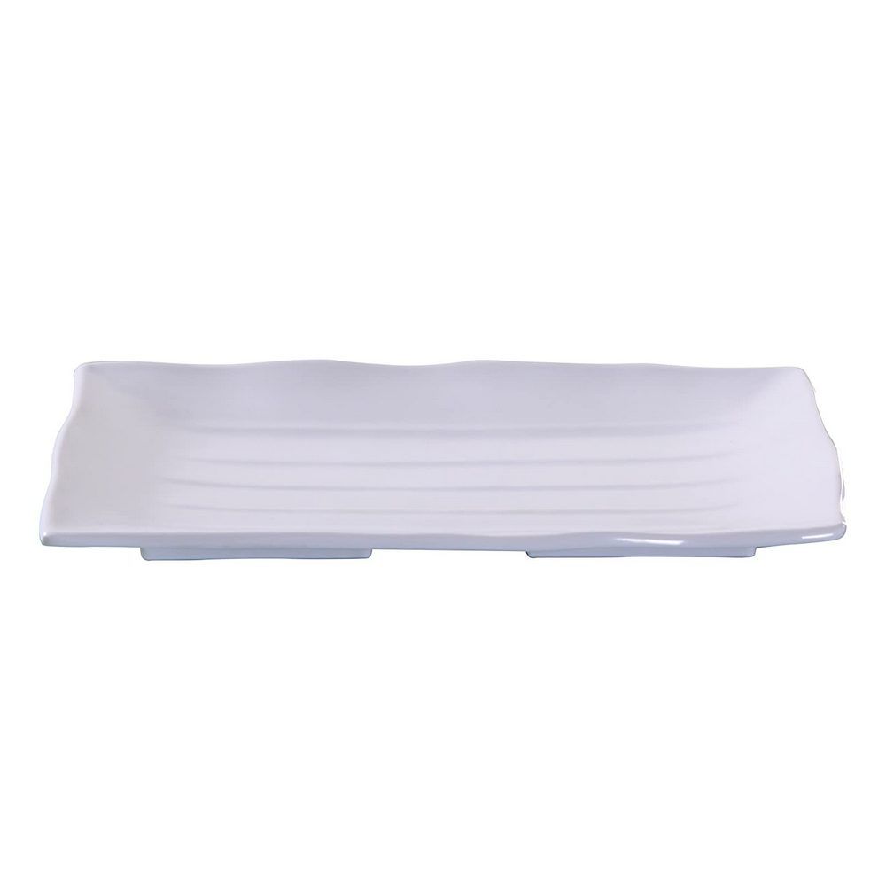 Yanco Rectangular Plate OK-2414 It is made from durable and reliable melamine material, which makes the plate look like ceramics. You can use this stylish plate to serve any dish you want. For example, you can use it for serving sushi, salads, side dishes, or other Asian cuisine appetizers. The Osaka collection has an elegant and stylish design. Performed in white color, it will perfectly fit any restaurant environment. 