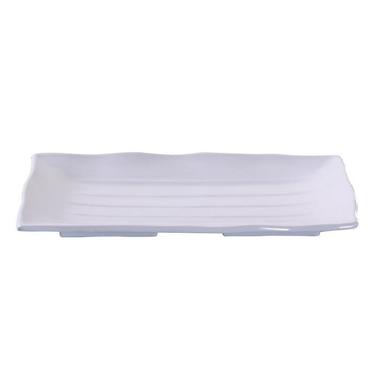 Yanco Rectangular Plate OK-2414 It is made from durable and reliable melamine material, which makes the plate look like ceramics. You can use this stylish plate to serve any dish you want. For example, you can use it for serving sushi, salads, side dishes, or other Asian cuisine appetizers. The Osaka collection has an elegant and stylish design. Performed in white color, it will perfectly fit any restaurant environment. 