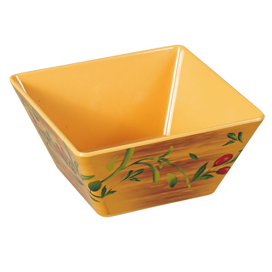 Yanco Square Bowl OL-4109 It is made from durable and reliable melamine material, which makes the bowl look like ceramics. You can use these unique square bowls to serve such dishes like rice, soups, salads or side dishes. Thanks to the elegant Olive collection style, the bowl will perfectly fit any food-serving establishment design. 