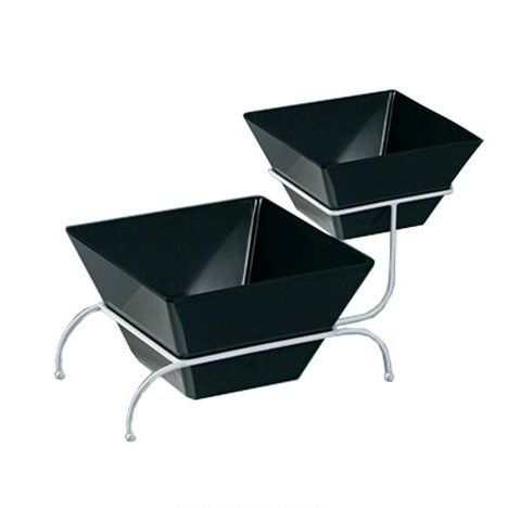 Yanco 2-Tier Stand For RM-409 RM-412 ST-102W 4/Pcs It is made from durable and reliable melamine material, that will serve you for a long time. All Rome collection items are stylish and will perfectly fit almost any food-serving establishment's design. Such tier stands add a touch of elegance to your table, whether at the casual or fine dinner party. These round 2-tier stands are BPA free, dishwasher safe and NSF listed. Note, that such stands are not microwaveable.