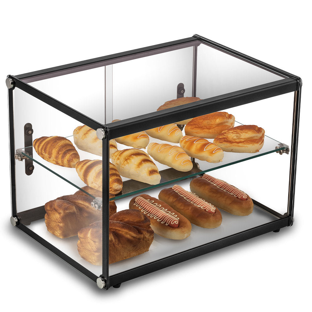 Marchia SA65 22-inch dry straight glass countertop bakery display case with rear access for showcasing baked goods in bakeries cafes and foodservice counters