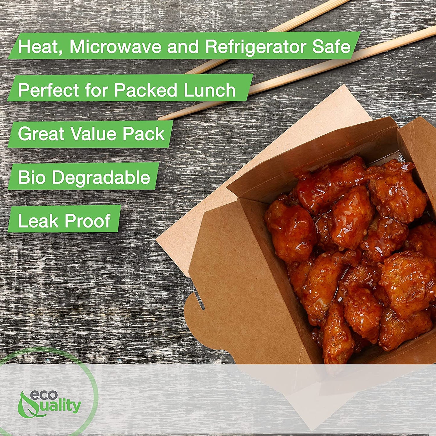 Paper Take Out no assembly container Microwave safe Leak Resistant Kraft Paperboard Food Tray Ecofriendly container Biodegradeable Compostable Food Containers kraft lunchbox  folded to go box 26 ounce restaurant supplies food service supplies paper disposables heat resistant box 
