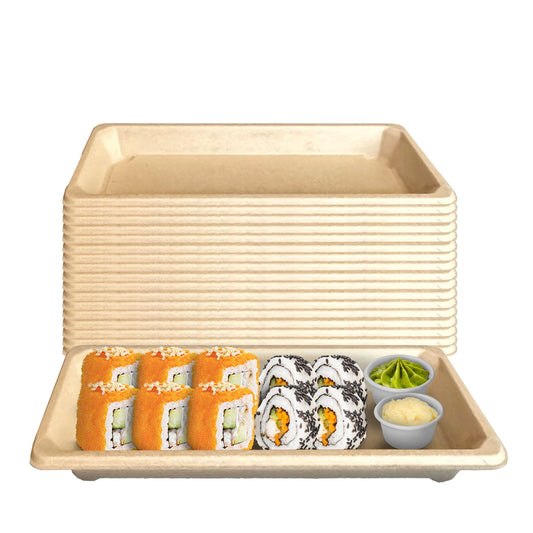 Compostable Packaging, Sustainable Sushi Tray, Eco-Friendly Food Packaging, Biodegradable Sushi Platter, Green Packaging Solution, Environmentally Friendly Tray, Zero-Waste Sushi Packaging, Bioplastics Sushi Tray, Earth-Friendly Sushi Container, Organic Waste Composting, Biodegradable Food Service, Natural Fiber Sushi Platter, Eco-conscious Sushi Packaging, Compostable Takeout Container