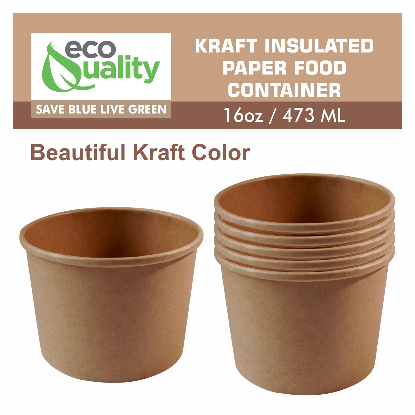 16oz Disposable Kraft Paper Food Soup Cup Ice Cream Yogurt Container