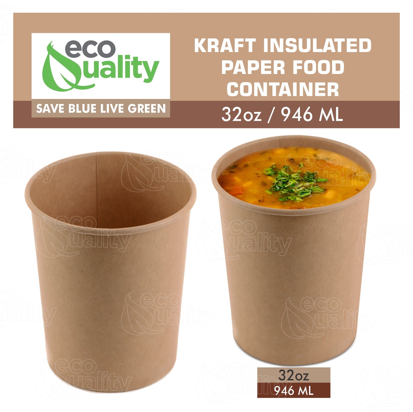 Ice cream soup yogurt cups Take out food container Nyc Restaurant cafe shop office home disposable catering supplies kraft Paper heavy duty strong sturdy leak free proof bulk economical wholesale ecoquality Ecofriendly compostable biodegradable