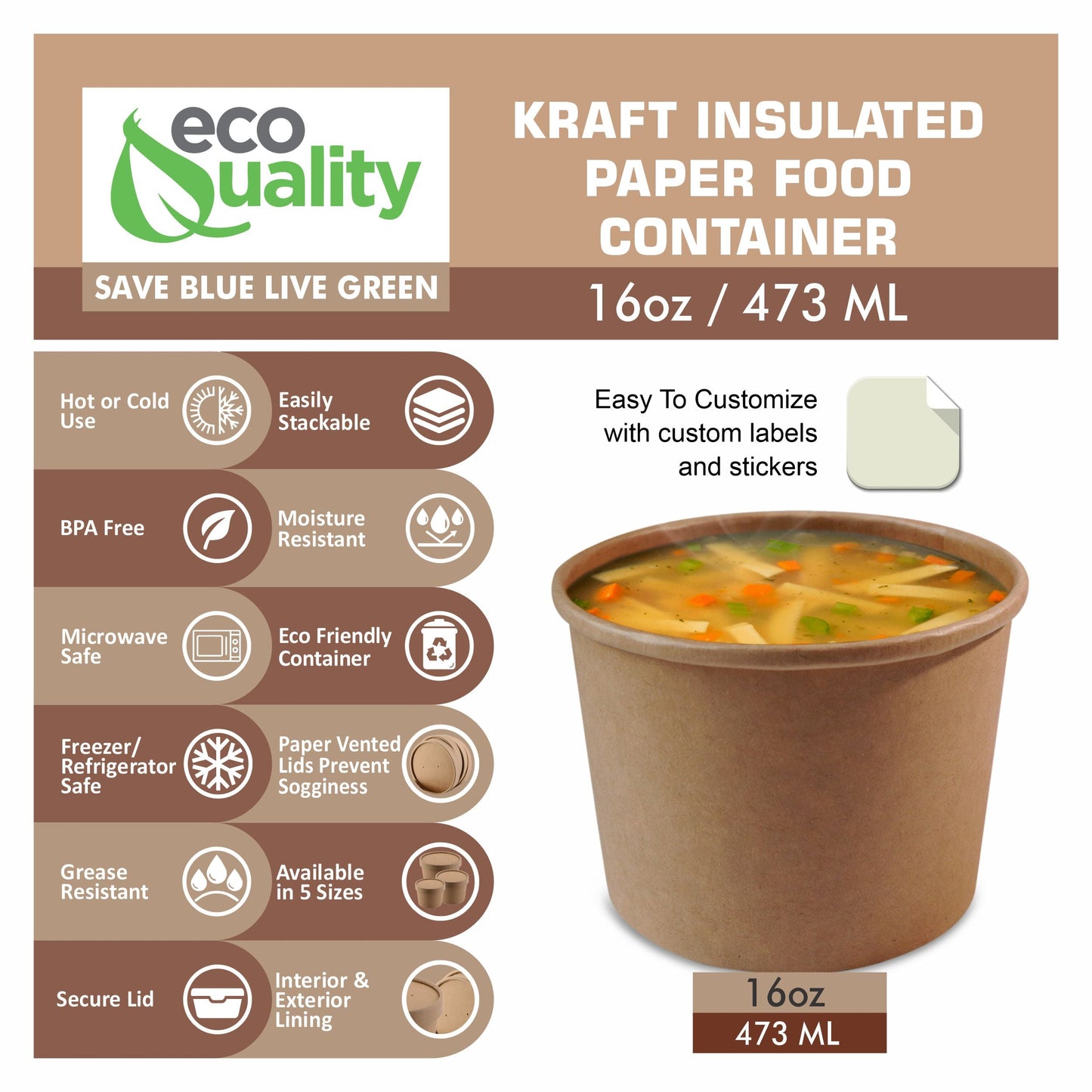 Disposable Kraft Paper Food Soup Cup Ice Cream Yogurt Container
