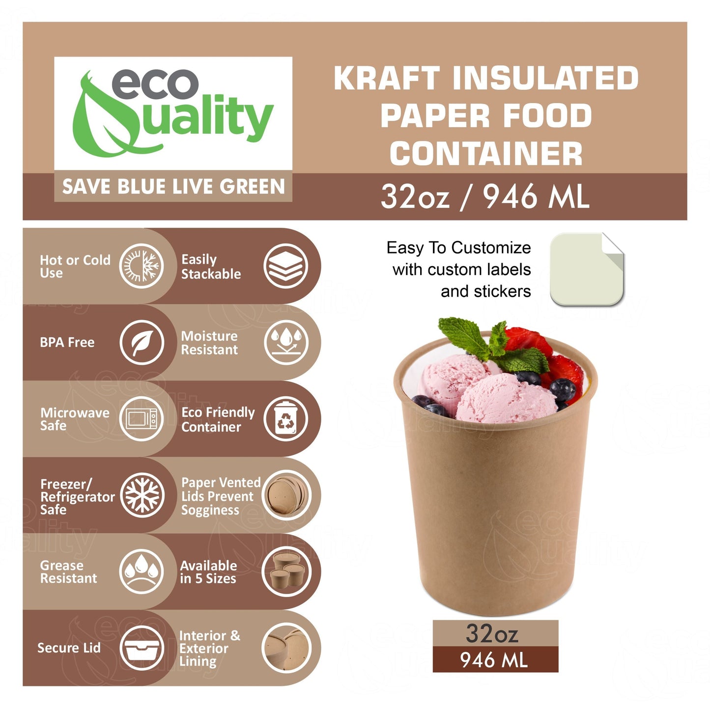 Disposable Kraft Paper Food Soup Cup Ice Cream Yogurt Container