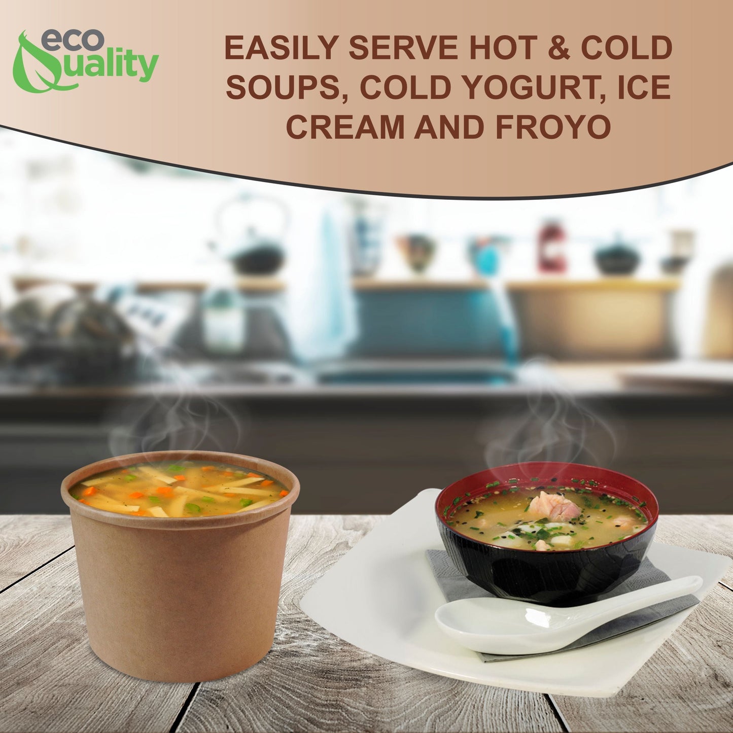 16oz Disposable Kraft Paper Food Soup Cup Ice Cream Yogurt Container