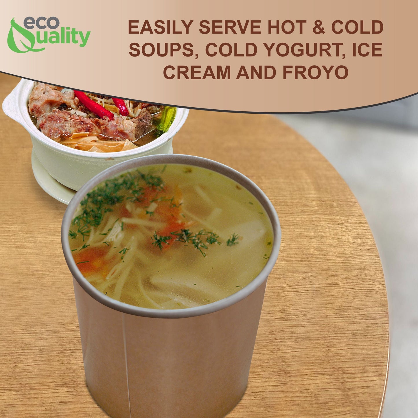26oz Disposable Kraft Paper Food Soup Cup Ice Cream Yogurt Container