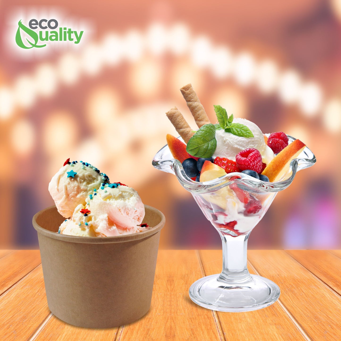 16oz Disposable Kraft Paper Food Soup Cup Ice Cream Yogurt Container