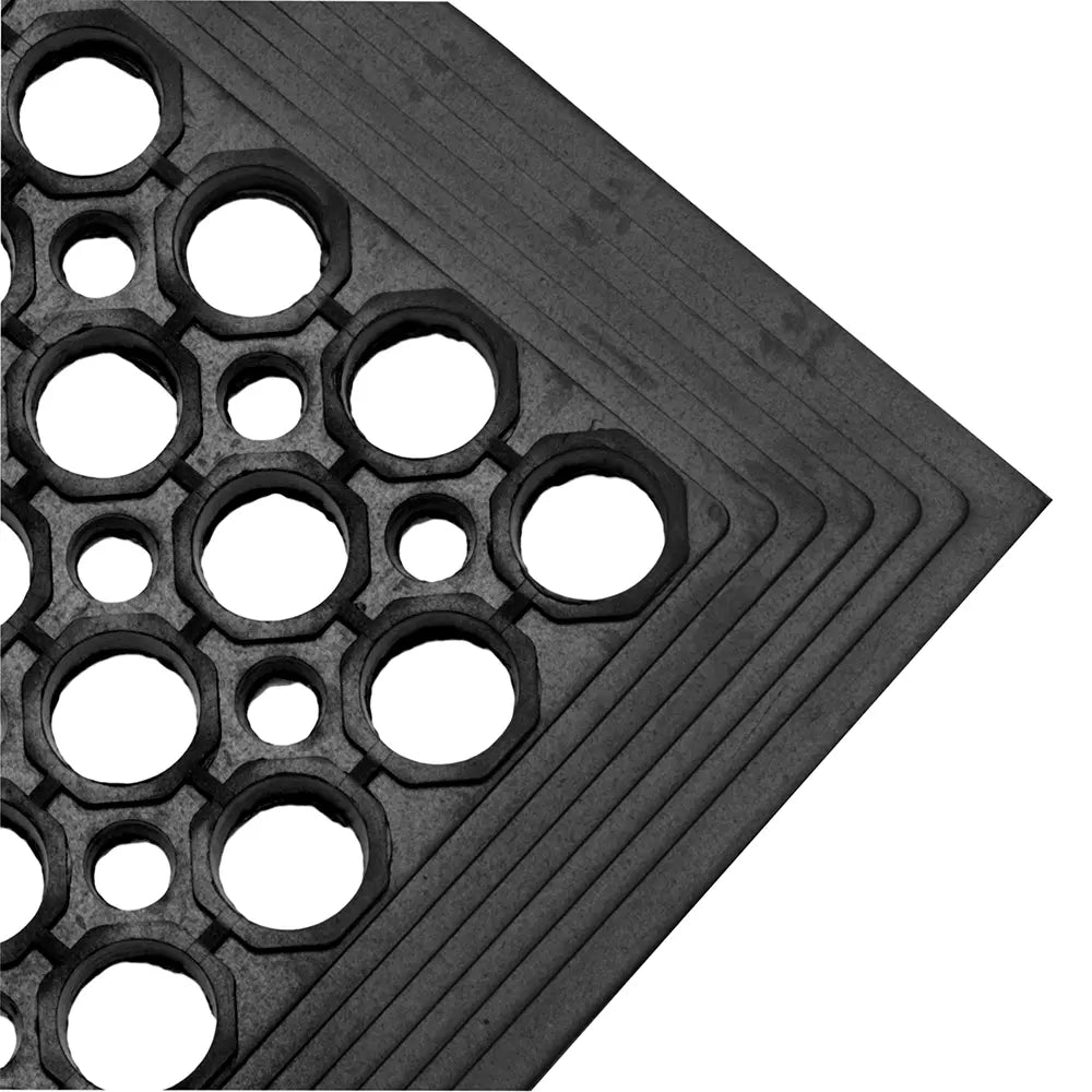 Anti Fatigue Floor Mat w/ Beveled Edges, Rubber, 3 x 5 x 1/2", Black