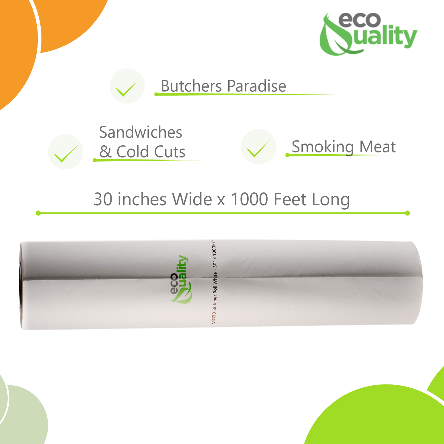 MG30 White Butcher Food Paper Roll 30"x 1000"