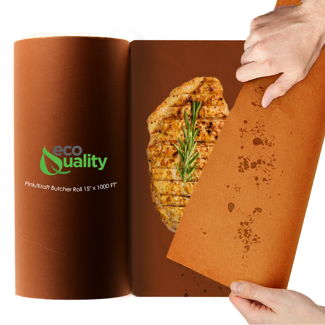 MG15 Kraft Pink Butcher Food Paper Roll 15 x 1000