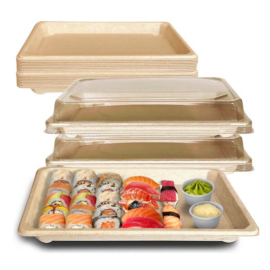 Compostable Packaging, Sustainable Sushi Tray, Eco-Friendly Food Packaging, Biodegradable Sushi Platter, Green Packaging Solution, Environmentally Friendly Tray, Zero-Waste Sushi Packaging, Bioplastics Sushi Tray, Earth-Friendly Sushi Container, Organic Waste Composting, Biodegradable Food Service, Natural Fiber Sushi Platter, Eco-conscious Sushi Packaging, Compostable Takeout Container