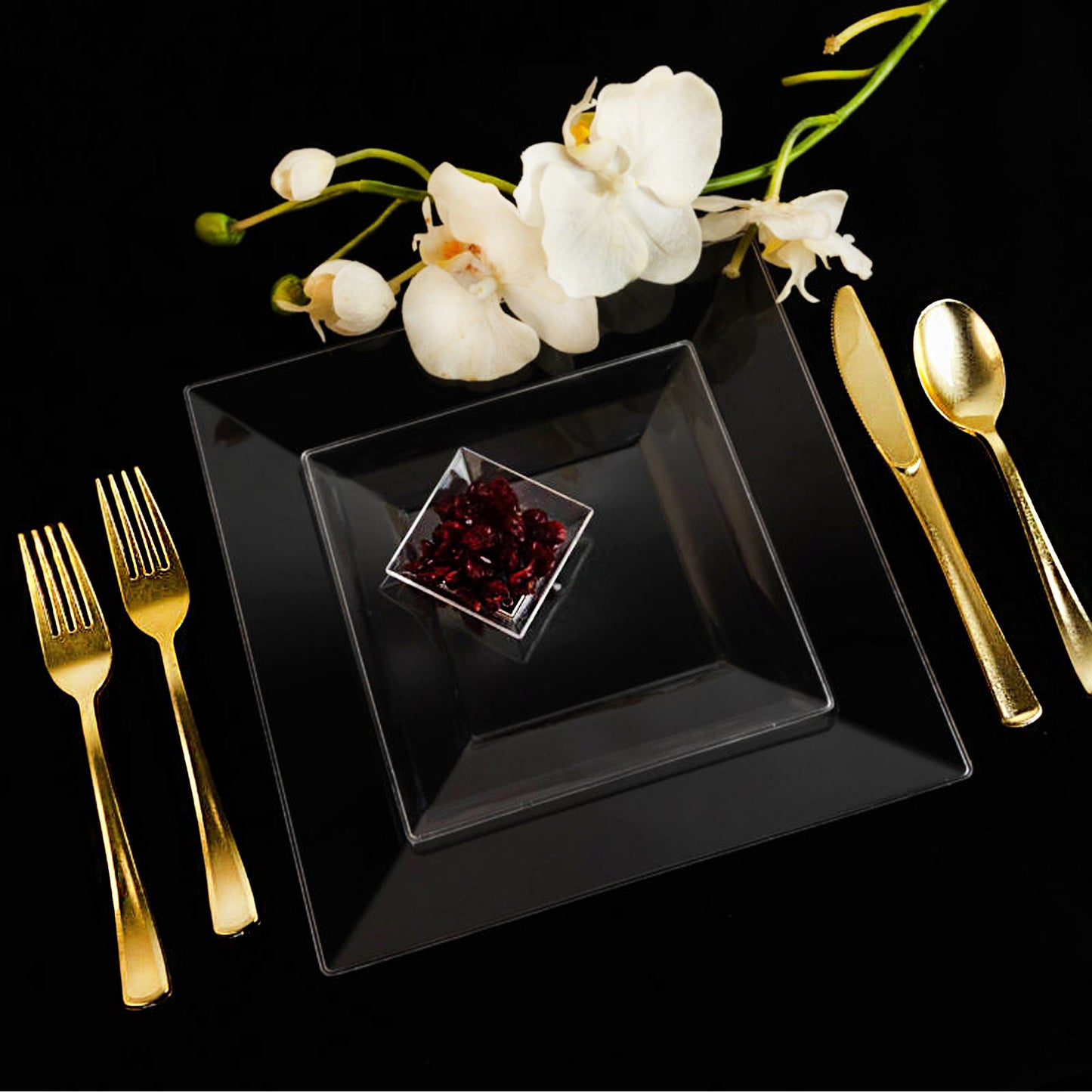 6.5" Plastic Square Clear Dessert Plates Splendid Collection