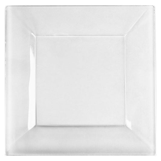 10.75" Plastic Square Clear Dinner Plates Splendid Collection