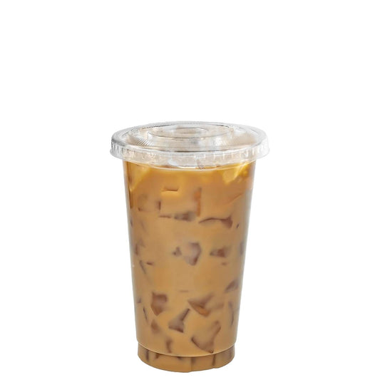 [50] Plastic Cups with Lids 10 oz | Iced Coffee Go Cups and Lids | Cold Smoothie | Clear Plastic Disposable Pet Cups | Ideal for Coffee, Parfait, Juice, Soda, Cocktail, Party Cups, Meal Prep