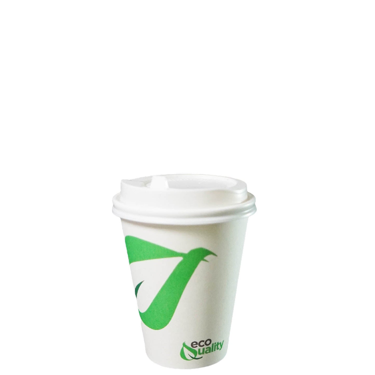 Disposable Compostable Biodegradable White Paper Coffee Cups with White Dome Lids