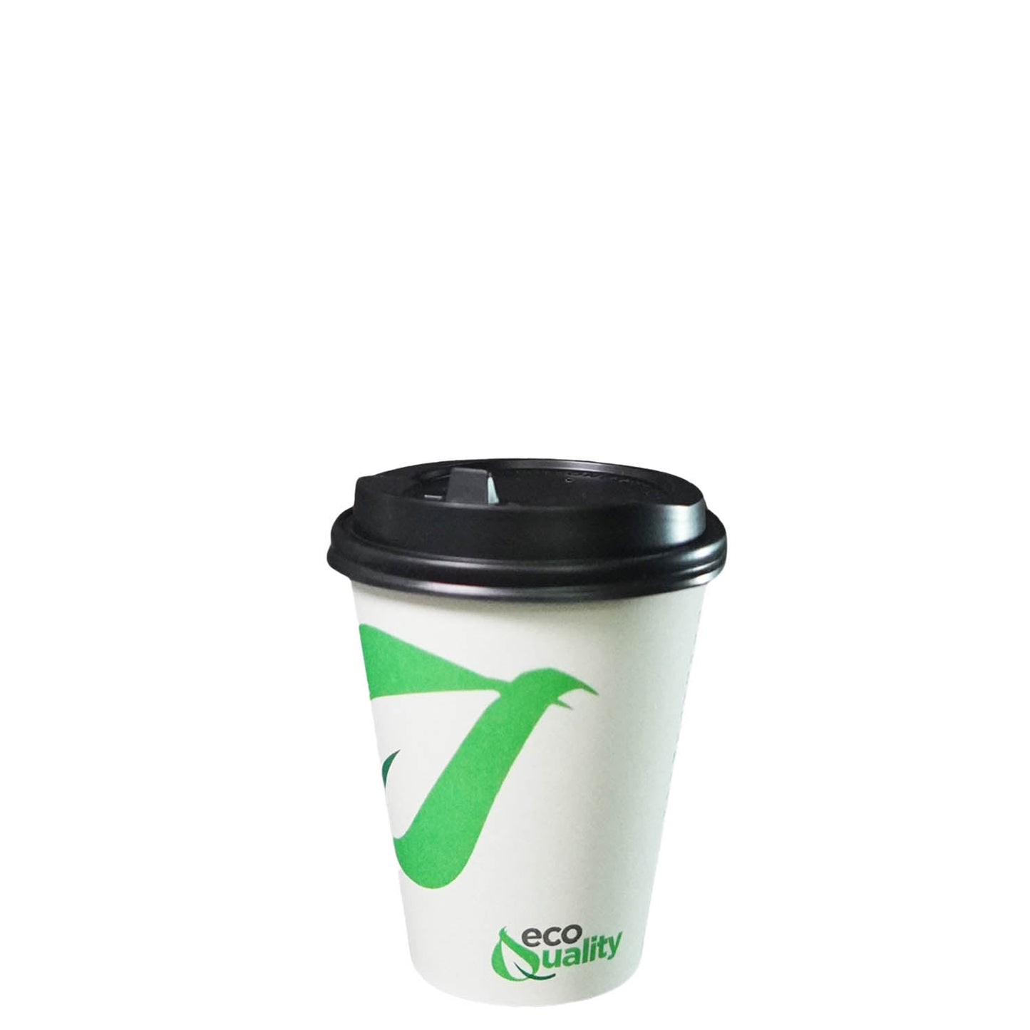 10oz Disposable Compostable Biodegradable White Paper Coffee Cups with Black Dome