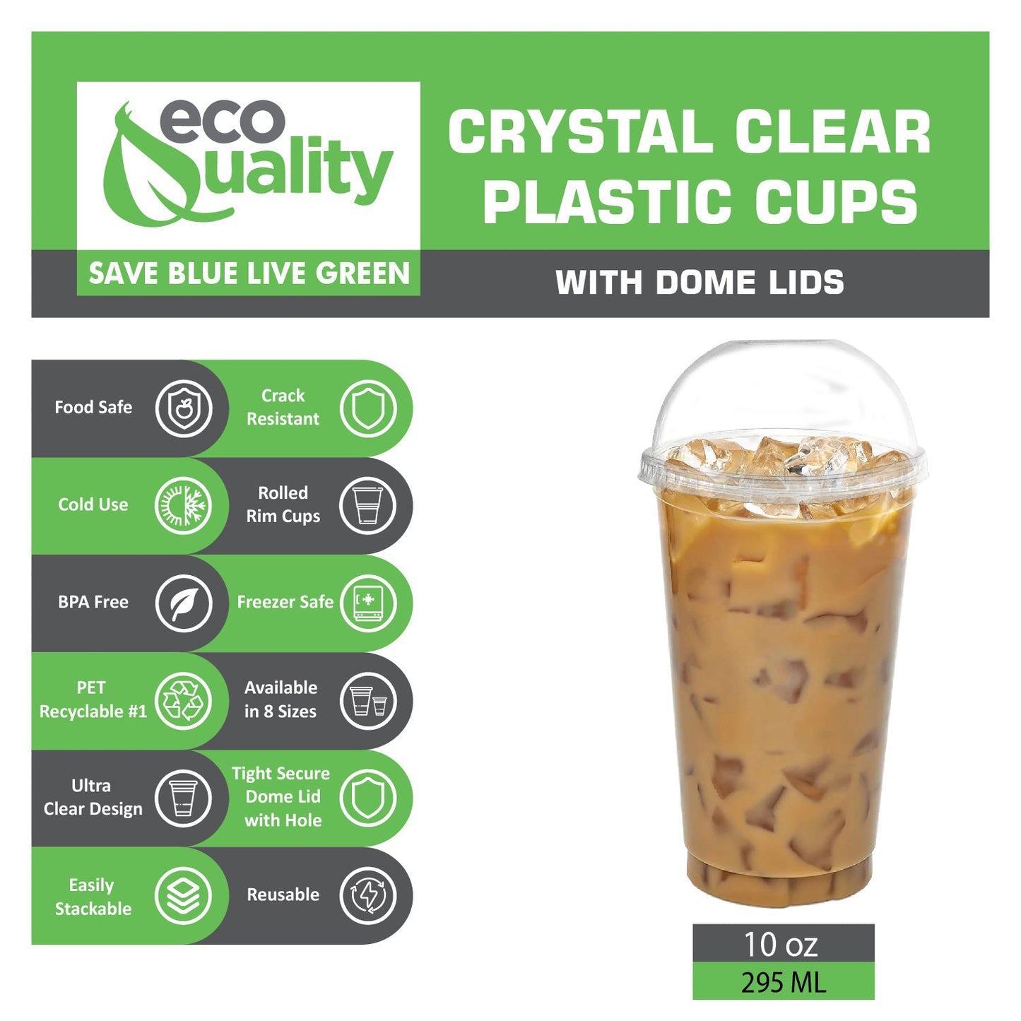 Disposable Pet Clear Plastic Smoothie Cups with Clear Dome Lids