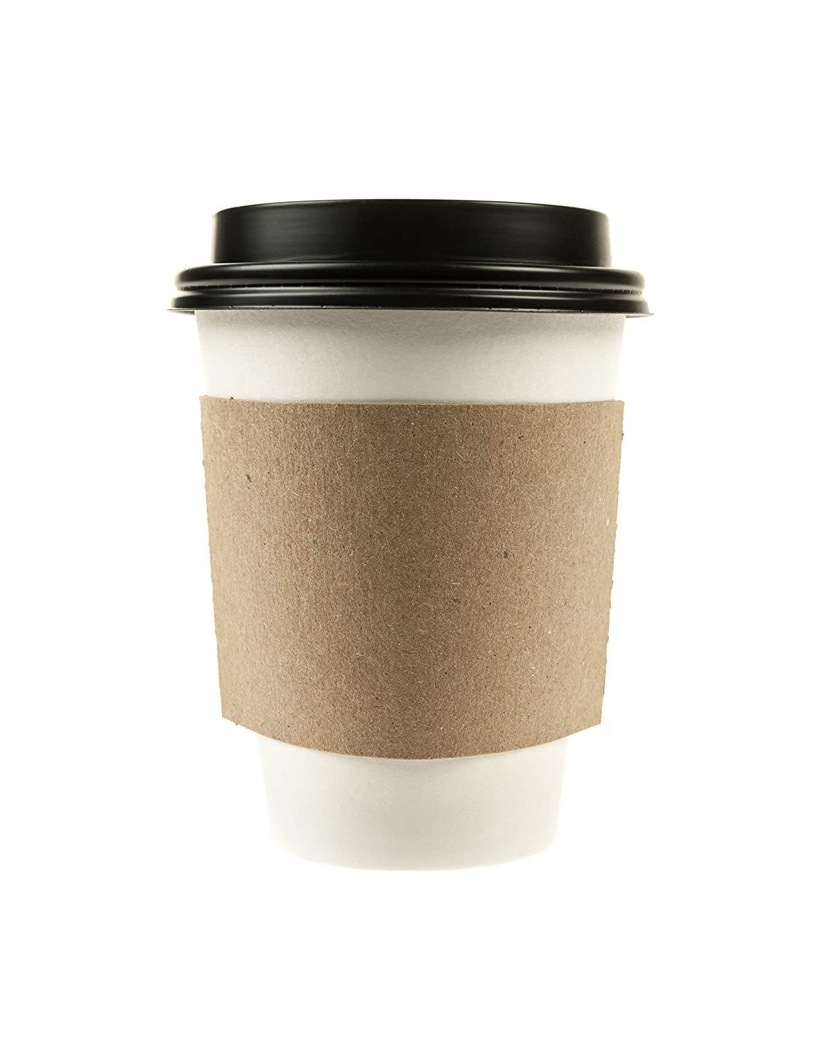10oz coffee cups  office cafe home hospital concession stands convenience stores  100% Recyclable  Set  Coffee Tea Latte Matcha To Go Take Out  Paper cup with black dome lid and kraft sleeve combo  Disposable White Hot Drink Coffee Cup  10 ounces  Paper Cups  Hot Cups  Online Store