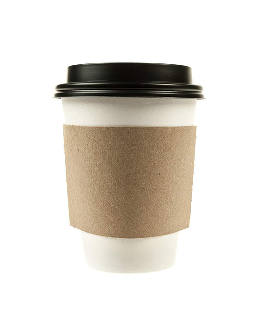 10oz coffee cups  office cafe home hospital concession stands convenience stores  100% Recyclable  Set  Coffee Tea Latte Matcha To Go Take Out  Paper cup with black dome lid and kraft sleeve combo  Disposable White Hot Drink Coffee Cup  10 ounces  Paper Cups  Hot Cups  Online Store
