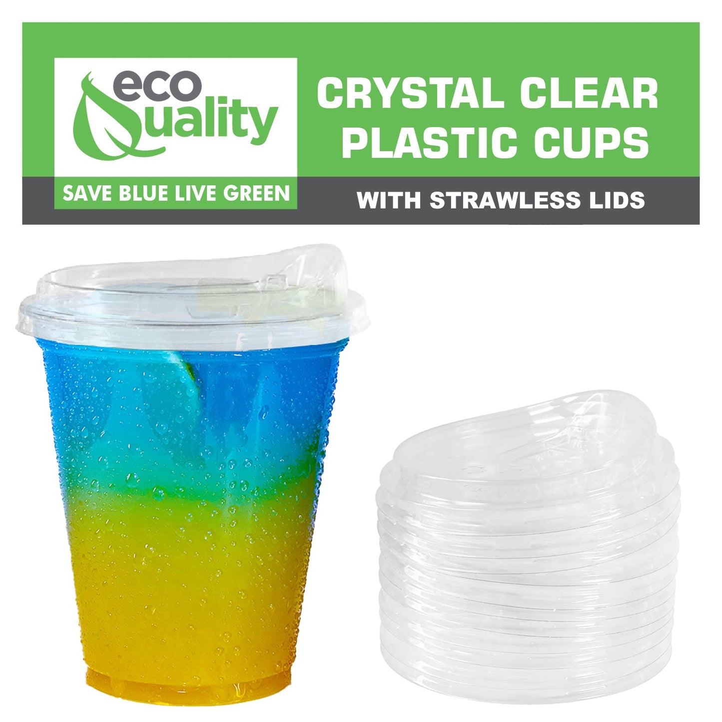 Disposable Pet Clear Plastic Smoothie Cups with Sip Through Lids