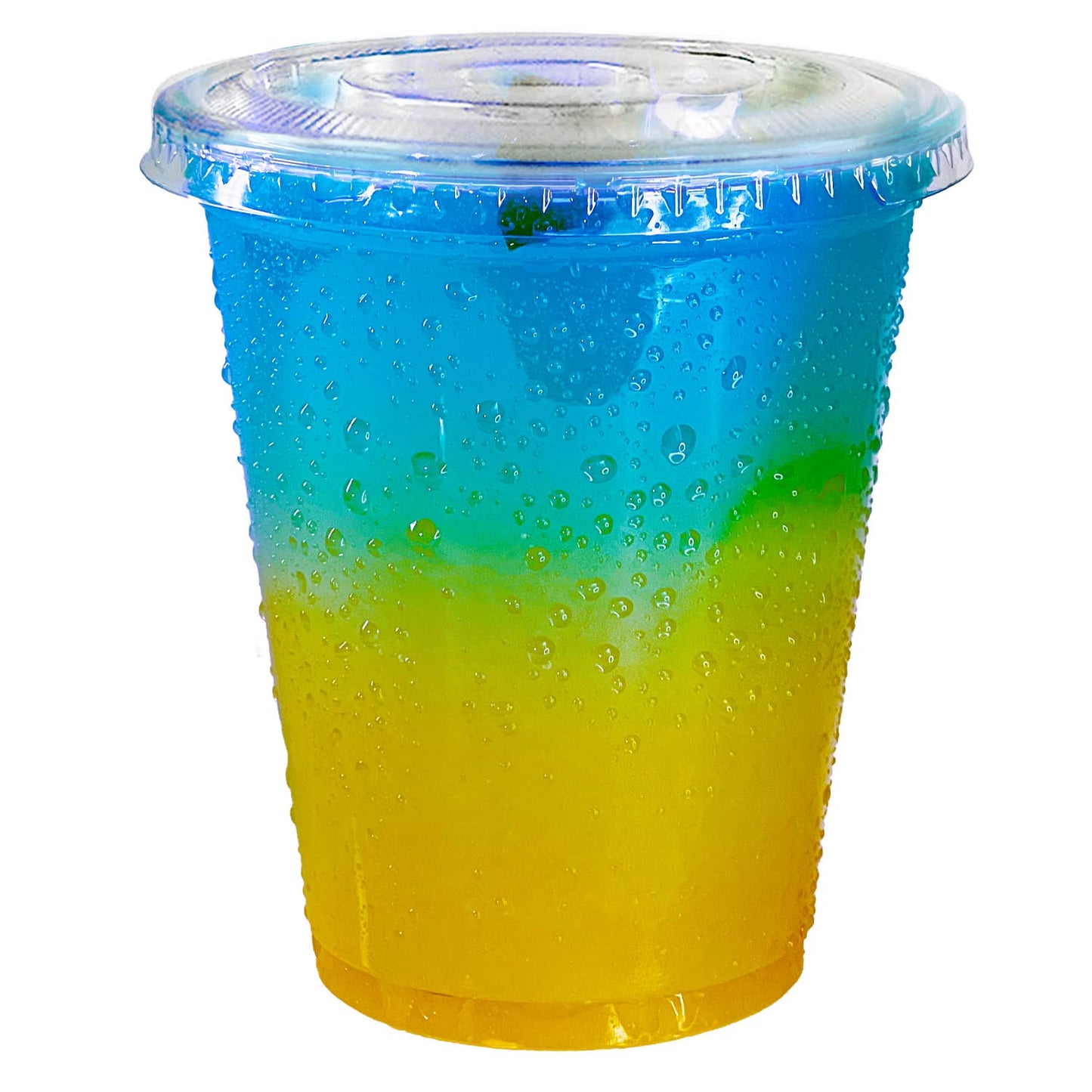 12oz Disposable Pet Clear Plastic Smoothie Cups with Clear Flat Lids