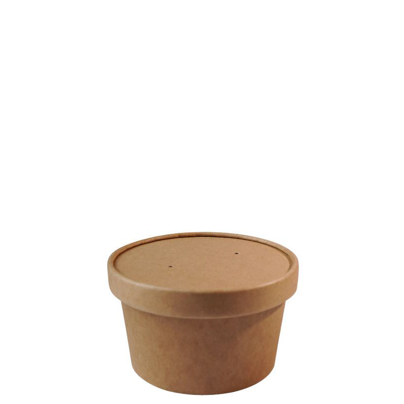 12oz Disposable Kraft Paper Food Soup Cup with Paper Vented Lid