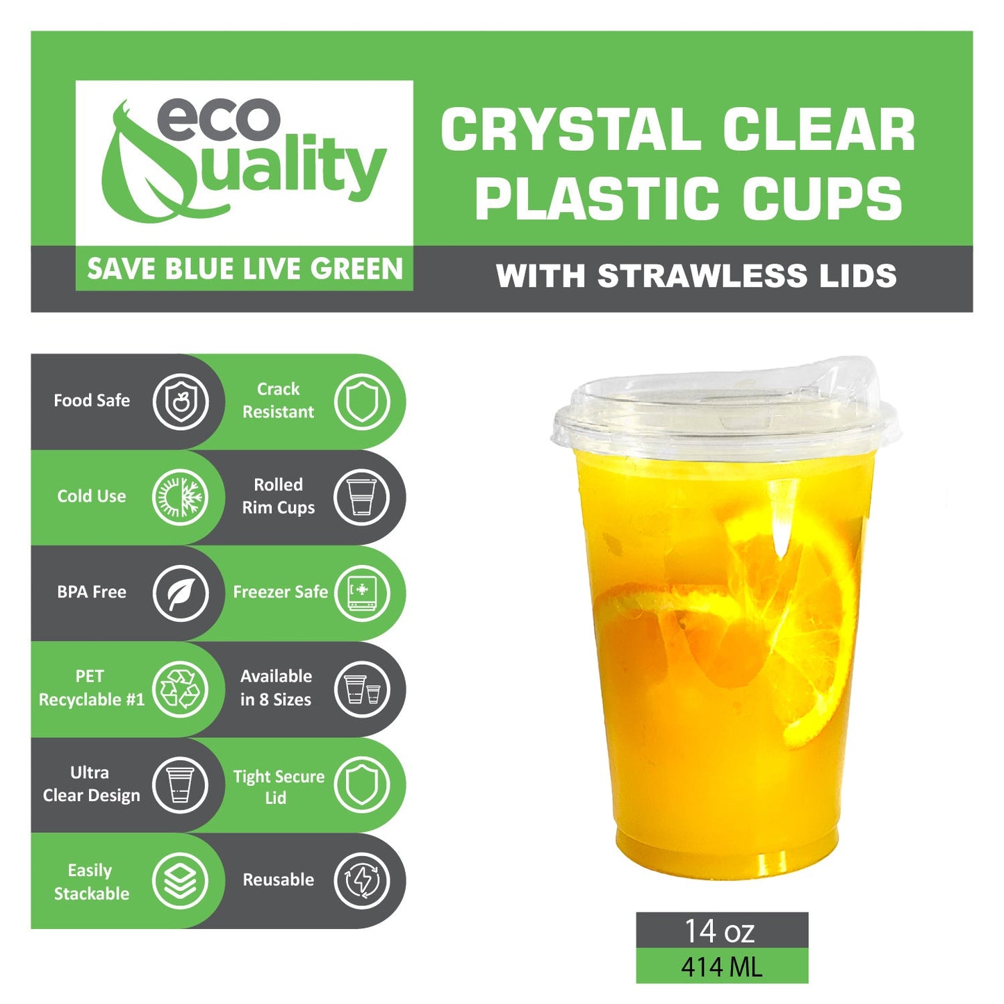 Disposable Pet Clear Plastic Smoothie Cups with Sip Through Lids