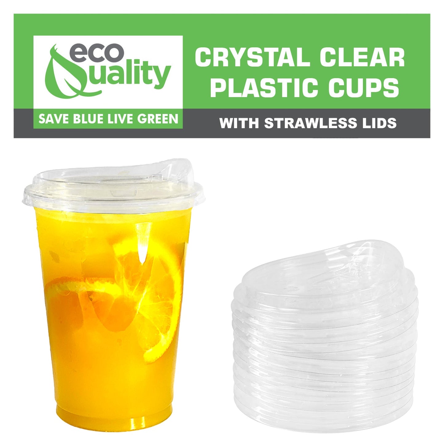 14oz Disposable Pet Clear Plastic Smoothie Cups with Sip Through Lids