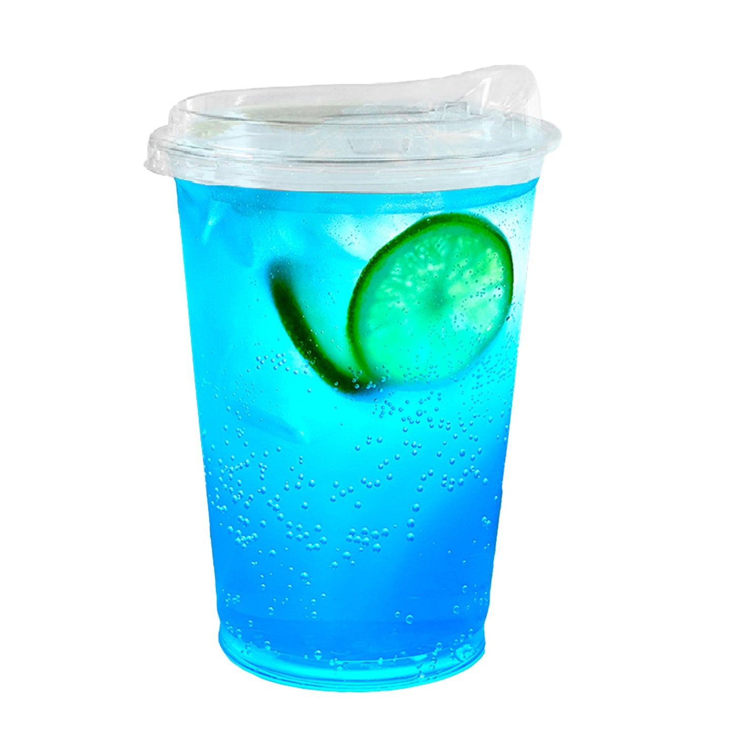 16oz Disposable Pet Clear Plastic Smoothie Cups with Sip Through Lids
