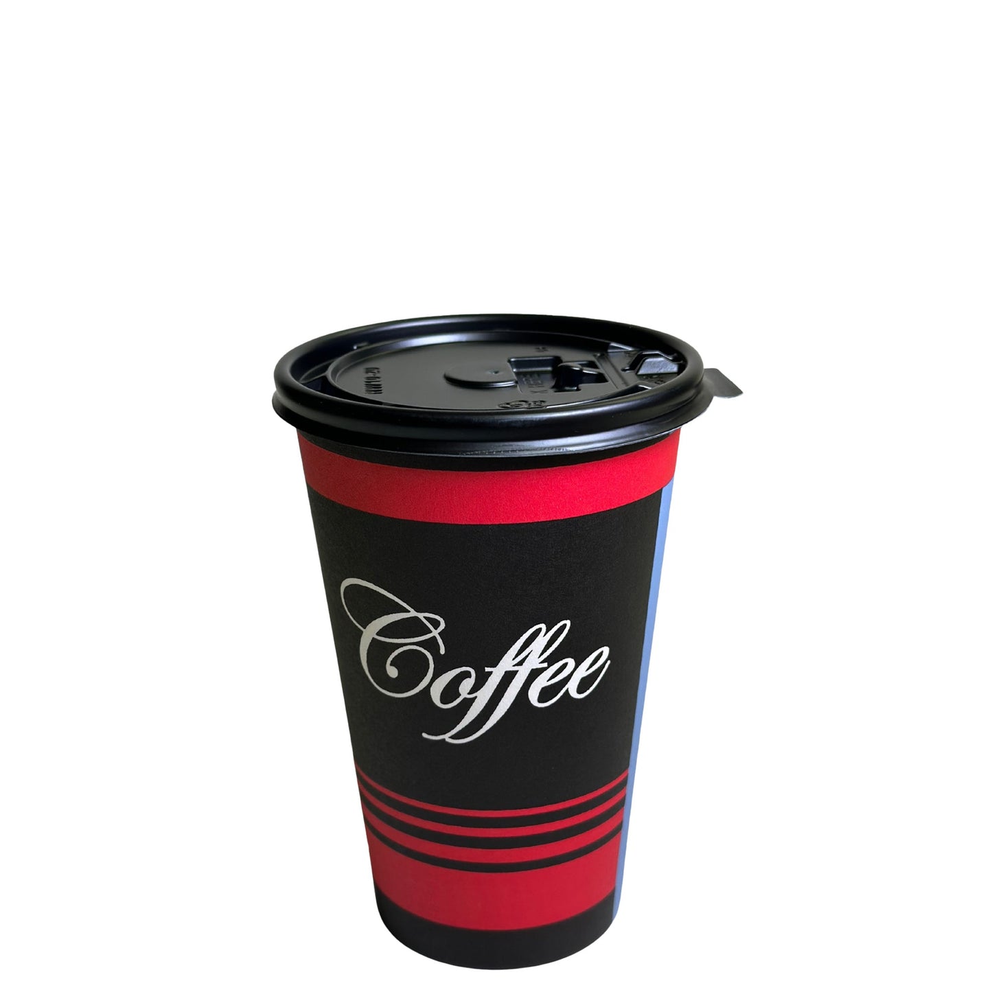 16oz Design Disposable Paper Coffee Cups with Black Flat Lids
