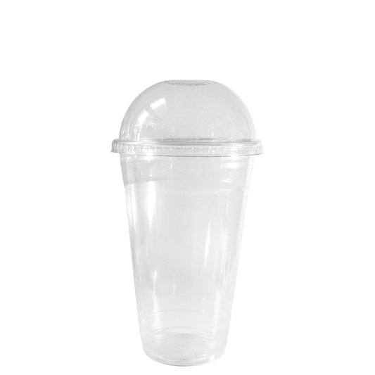 16oz Disposable Pet Clear Plastic Smoothie Cups with Clear Dome Lids