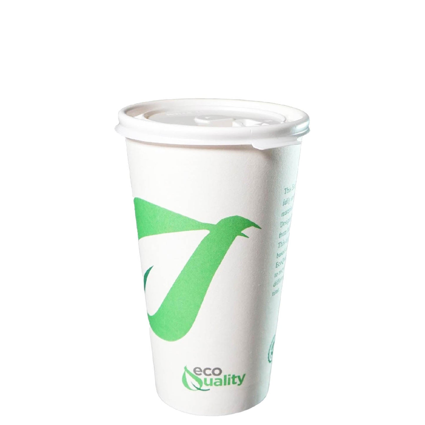 16oz Disposable Compostable Biodegradable White Paper Coffee Cups with Flat Lids