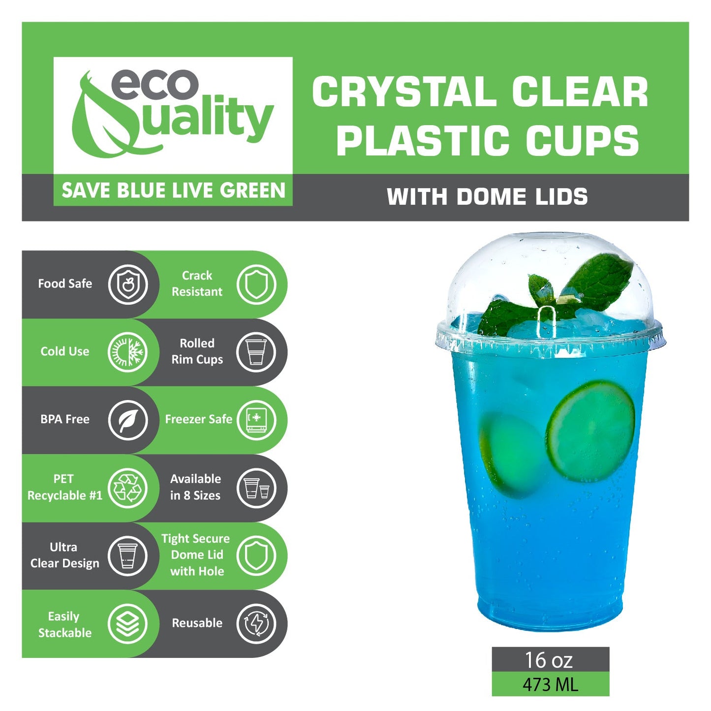 Disposable Pet Clear Plastic Smoothie Cups with Clear Dome Lids