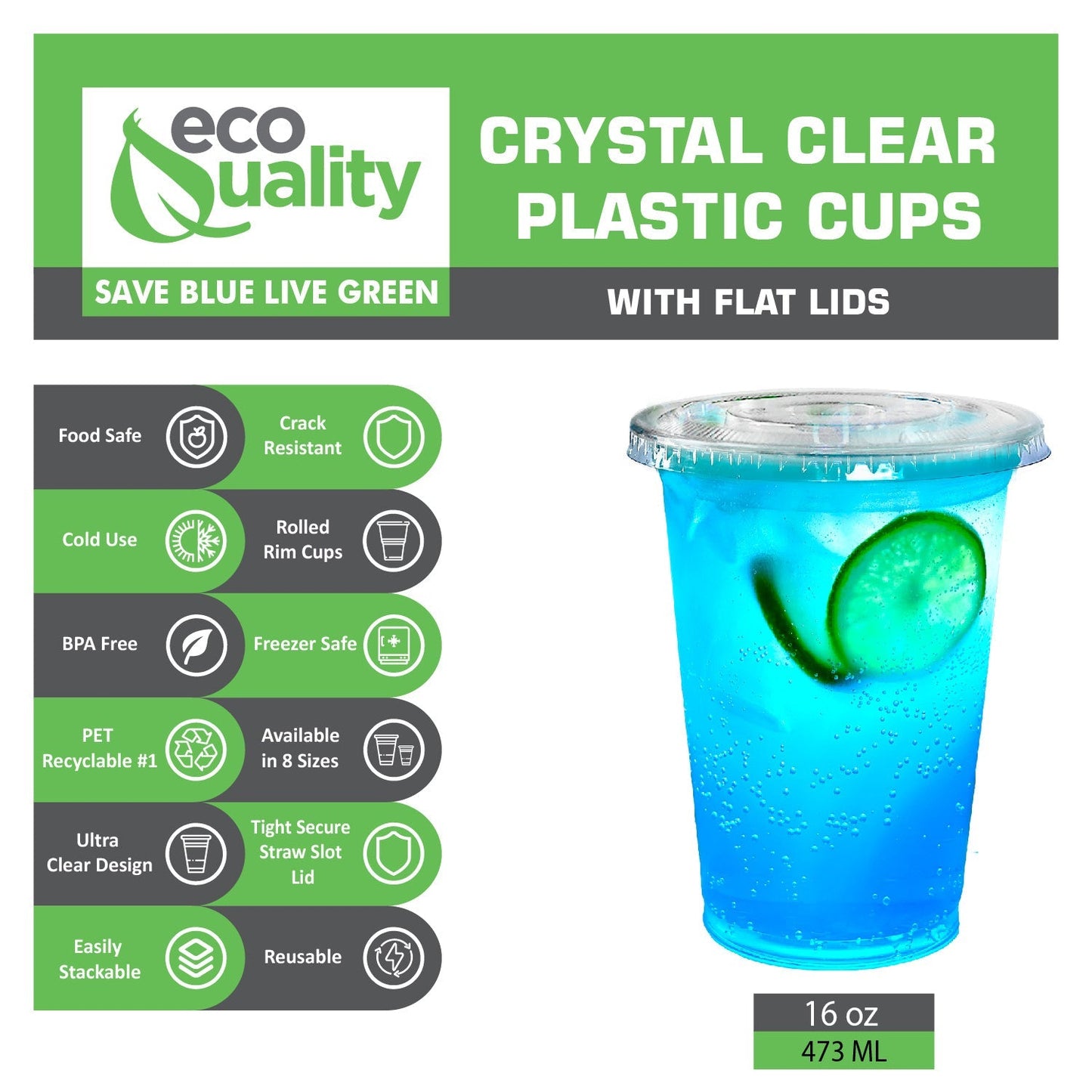 Disposable Pet Clear Plastic Smoothie Cups With Clear Flat Lids