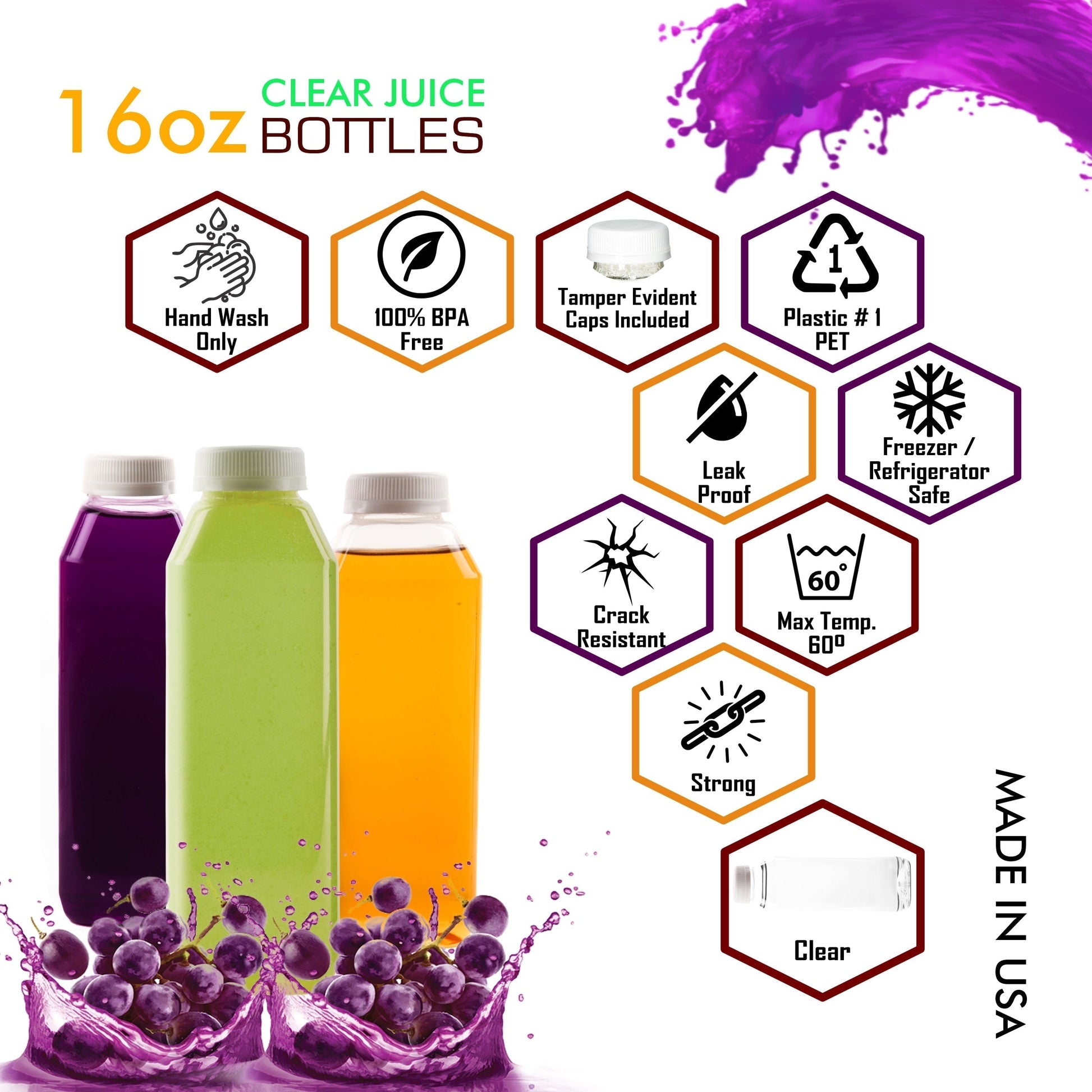 homemade drinks bulk plastic bottles cocktails nutcracker Water Bottles Water Bottle with Lid Water Bottle Plastic Juice Bottle meal prep Juice Container juice bottle lids Empty Juice Bottle Clear Juice Bottles Clear Juice Bottle Bottle Juice bottle 16oz 16 ounces green fruit vegetable natural fresh squeeze juicing cleansing