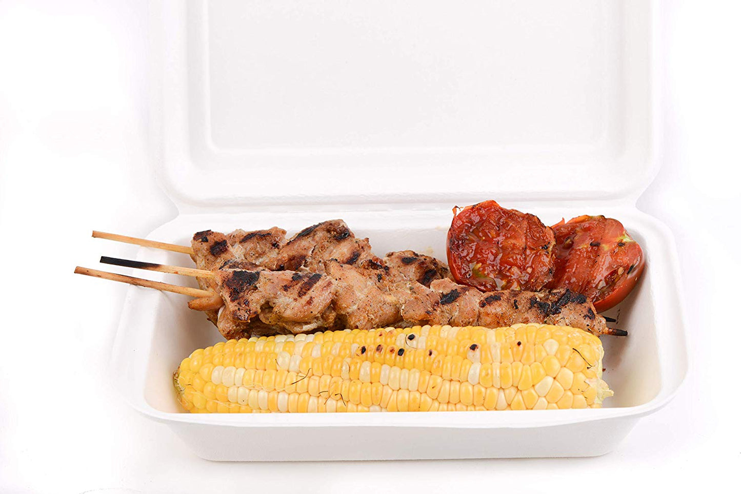 Compostable Biodegradable Take Out Food Containers with Clamshell Hinged Lid Microwaveable, Disposable Takeout Box to Carry Meals Togo [6x6, 9x9, 9x6]